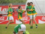 4 July 2010; Monagea, Limerick, players celebrate at the end of the game, after beating St. Laurence O'Tooles, Dublin, in the Division 2 Girls Final. Coca-Cola GAA Féile Peil na nÓg Finals 2010, Celtic Park, Derry. Photo by Sportsfile