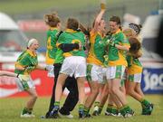4 July 2010; Monagea, Limerick, players celebrate at the end of the game, after beating St. Laurence O'Tooles, Dublin, in the Division 2 Girls Final. Coca-Cola GAA Féile Peil na nÓg Finals 2010, Celtic Park, Derry. Photo by Sportsfile