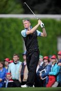 5 July 2010; Nicky Byrne, from Westlife, watches his tee shot from the 16th tee box during the JP McManus Invitational Pro-Am. Adare Manor, Adare, Co. Limerick. Picture credit: Matt Browne / SPORTSFILE