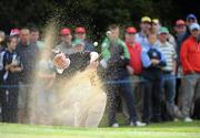 5 July 2010; Former Irish soccer international Liam Brady plays from the bunker onto the 9th green during the JP McManus Invitational Pro-Am. Adare Manor, Adare, Co. Limerick. Picture credit: Matt Browne / SPORTSFILE
