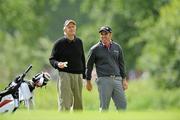 5 July 2010; Paul McGinley, right, shares a laugh with Michael Douglas on the 18th fairway during the JP McManus Invitational Pro-Am. Adare Manor, Adare, Co. Limerick. Picture credit: Diarmuid Greene / SPORTSFILE