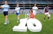 5 July 2010; 2010 marks the 10 year milestone of TG4’s sponsorship of the Ladies Football All Ireland Championships and the tenth year of the Ladies Football finals being televised by the national Irish language broadcaster. TG4 who became the title sponsors of the Ladies Football Championships in 2000 will broadcast 15 live championship games over the course of the summer. At the launch of the 2010 TG4 Ladies Football Championships at Croke Park is Geraldine O'Flynn, Cork, with fellow senior players, from left, Denise Masterson, Dublin, Yvonne Connell, Monaghan, Aisling Holton, Kildare, and Emer Flaherty, Galway. Croke Park, Dublin. Picture credit: Stephen McCarthy / SPORTSFILE