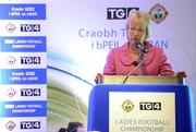 5 July 2010; 2010 marks the 10 year milestone of TG4’s sponsorship of the Ladies Football All Ireland Championships and the tenth year of the Ladies Football finals being televised by the national Irish language broadcaster. TG4 who became the title sponsors of the Ladies Football Championships in 2000 will broadcast 15 live championship games over the course of the summer. Speaking at the launch of the 2010 TG4 Ladies Football Championships at Croke Park is Minister for Tourism, Culture and Sport, Mary Hanafin, T.D. Croke Park. Picture credit: Brendan Moran / SPORTSFILE