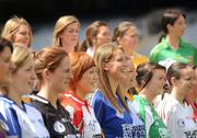 5 July 2010; 2010 marks the 10 year milestone of TG4’s sponsorship of the Ladies Football All Ireland Championships and the tenth year of the Ladies Football finals being televised by the national Irish language broadcaster. TG4 who became the title sponsors of the Ladies Football Championships in 2000 will broadcast 15 live championship games over the course of the summer. At the launch of the 2010 TG4 Ladies Football Championships at Croke Park are players from Senior, Intermediate and Junior competing teams, including Caitriona McKeon, Wicklow. Croke Park, Dublin. Picture credit: Stephen McCarthy / SPORTSFILE