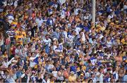 5 June 2016; Waterford supporters, in the 19,715 attendance, celebrate a late point during the Munster GAA Hurling Senior Championship Semi-Final match between Waterford and Clare at Semple Stadium in Thurles, Co. Tipperary. Photo by Ray McManus/Sportsfile