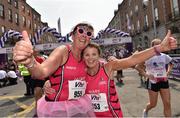 6 June 2016; Jackie O'Connell, left, and Mary Cahill, from Swords, Co. Dublin, after completing the 2016 Vhi Women’s Mini Marathon which saw 35,000 participants take to the streets of Dublin to run, walk and jog the 10km route, raising much needed funds for hundreds of charities around the country. For further information please log on to www.vhiwomensminimarathon.ie. Photo by Sportsfile
