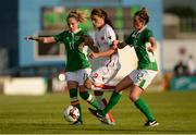 7 June 2016; Tamara Bojat of Montenegro in action against Julie Ann Russell and Megan Connolly of Republic of Ireland during the Women's 2017 European Championship Qualifier between Republic of Ireland and Montenegro in Tallaght Stadium, Tallaght, Co. Dublin. Photo by Seb Daly/Sportsfile