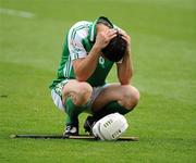3 July 2010; A dejected Mark Mythen, London, after his side's defeat. Nicky Rackard Cup Final, Armagh v London, Croke Park, Dublin. Picture credit: Stephen McCarthy / SPORTSFILE