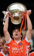 3 July 2010; Fiachra Bradley, Armagh, lifts the Nicky Rackard Cup. Nicky Rackard Cup Final, Armagh v London, Croke Park, Dublin. Picture credit: Stephen McCarthy / SPORTSFILE