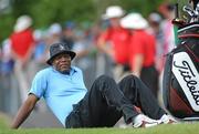 5 July 2010; Samuel L Jackson relaxes during a break in play at the JP McManus Invitational Pro-Am. Adare Manor, Adare, Co. Limerick. Picture credit: Diarmuid Greene / SPORTSFILE