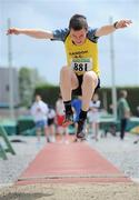 4 July 2010; Matthew Draper, Bandon, in action during the U13 Boy's Long Jump, during the Woodie's DIY AAI Juvenile Track & Field Championships. Tullamore Harriers Stadium, Tullamore, Co. Offaly. Picture credit: Brian Lawless / SPORTSFILE