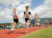4 July 2010; Cian McBride, North Sligo, and William Crowe, North Sligo, left, in action during the U14 Boy's 800m Final, during the Woodie's DIY AAI Juvenile Track & Field Championships. Tullamore Harriers Stadium, Tullamore, Co. Offaly. Picture credit: Brian Lawless / SPORTSFILE