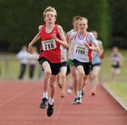 4 July 2010; Harry Larkin, Lucan Harriers, on his way to winning the U14 Boy's 800m, during the Woodie's DIY AAI Juvenile Track & Field Championships. Tullamore Harriers Stadium, Tullamore, Co. Offaly. Picture credit: Brian Lawless / SPORTSFILE