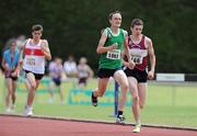4 July 2010; Dean Cronin, Blarney/Inniscara, on his way to winning the U18 Boy's 800m, from second place Robert Yorke, Mullingar Harriers, right, during the Woodie's DIY AAI Juvenile Track & Field Championships. Tullamore Harriers Stadium, Tullamore, Co. Offaly. Picture credit: Brian Lawless / SPORTSFILE