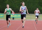 4 July 2010; Kevin Lynch, Dundrum South Dublin, on his way to winning the U17 Boy's 400m, from second place Eoin Murphy, Newbridge, during the Woodie's DIY AAI Juvenile Track & Field Championships. Tullamore Harriers Stadium, Tullamore, Co. Offaly. Picture credit: Brian Lawless / SPORTSFILE