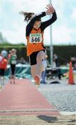 4 July 2010; Amy Hanna, Rosses, in action during the U12 Girl's Long Jump, at the Woodie's DIY AAI Juvenile Track & Field Championships. Tullamore Harriers Stadium, Tullamore, Co. Offaly. Picture credit: Brian Lawless / SPORTSFILE