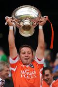 3 July 2010; Philip Kirk, Armagh, lifts the Nicky Rackard Cup. Nicky Rackard Cup Final, Armagh v London, Croke Park, Dublin. Picture credit: Stephen McCarthy / SPORTSFILE