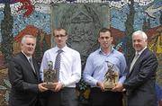 7 July 2010; Louth footballer Paddy Keenan and Offaly hurler Shane Dooley, right, winners of the Vodafone GAA Player of the Month Awards for June, with Uachtarán CLG Criost—ir î Cuana, left, and Fergus Devereux, Head of Sales, Vodafone. Westbury Hotel, Dublin. Picture credit: Stephen McCarthy / SPORTSFILE