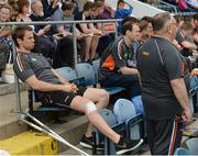 29 May 2016; The injured Kevin Dyas of Armagh on the team bench during the Ulster GAA Football Senior Championship quarter-final between Cavan and Armagh at Kingspan Breffni Park, Cavan. Photo by Oliver McVeigh/Sportsfile
