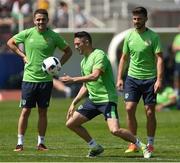 9 June 2016; Robbie Keane of Republic of Ireland with Robbie Brady and Shane Long during squad training at UEFA EURO2016 in Versailles, Paris, France. Photo by David Maher/Sportsfile