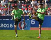 9 June 2016; Robbie Keane and Jonathan Walters of Republic of Ireland during squad training at UEFA EURO2016 in Versailles, Paris, France. Photo by David Maher/Sportsfile