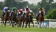 9 June 2016; Foxtrot Charlie, right, with Pat Smullen up, on their way to winning the Coral.ie Glencairn Stakes from Tennessee Wildcat, left, with Colin Keane up, who finished second, and Orcia, centre, with Shane Foley up, who finsihed third, during the Bulmer's Evening Meeting in Leopardstown, Co. Dublin. Photo by Matt Browne/Sportsfile