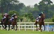 9 June 2016; An Cailin Orga, with Kevin Manning up, on their way to winning the Friends of Dublin Football Maiden from Treasure Chest, left, with Donnacha O'Brien up, who finished second, and Striking Gold, with Colm O'Donoghue up, who finished third, during the Bulmer's Evening Meeting in Leopardstown, Co. Dublin. Photo by Matt Browne/Sportsfile