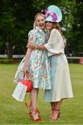 9 June 2016; Pictured at the Beacon Hotel Dare to be Different style competition is the winner Louise Allen, left, from Slane, Co. Meath, with celebrity judge Lorraine Keane during the Bulmer's Evening Meeting in Leopardstown, Co. Dublin. Photo by Cody Glenn/Sportsfile