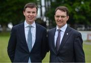 9 June 2016; Father and son trainers Joseph O'Brien, left, and Aidan O'Brien during the Bulmer's Evening Meeting in Leopardstown, Co. Dublin. Photo by Cody Glenn/Sportsfile