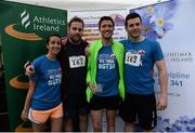 9 June 2016; Georgianne Papacostas, James Garethy, Phil O'Doherty and Finbar O'Grady of Hubspot  with their trophy after winning first mixed team with a combined time of 1:25:18 at the Grant Thornton Corporate 5K Team Challenge at the National Sports Campus in Abbotstown, Dublin. Photo by Sam Barnes/Sportsfile