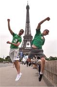 10 June 2016; Brothers Stephen, left and Ian Burke, from Marino, Dublin at the Eiffel Tower in Paris. Photo by David Maher/Sportsfile
