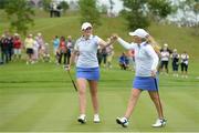 10 June 2016; Olivia Mehaffey, left, and Bronte Law, GB&I, on the 14th green during the Curtis Cup Matches in Day 1, Morning Foursomes, at Dun Laoghaire Golf Club in Enniskerry, Co. Wicklow. Photo by Matt Browne/Sportsfile