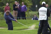 29 June 2001; Colin Montgomerie of Scotland chips out of a bunker at the 15th during day two of the Murphy's Irish Open at Fota Island Golf Club in Cork. Photo by Brendan Moran/Sportsfile