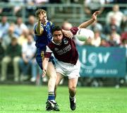 30 June 2001; Alan Kerins of Galway in action against Barry O'Donovan of Wicklow during the Bank of Ireland All-Ireland Senior Football Championship Qualifier Round 2 match between Wicklow and Galway at Aughrim County Ground in Aughrim, Wicklow. Photo by Ray McManus/Sportsfile