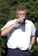 1 July 2001; Colin Montgomerie of Scotland celebrates with a pint of Murphy's following day four of the Murphy's Irish Open at Fota Island Golf Club in Cork. Photo by Brendan Moran/Sportsfile