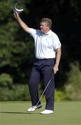 1 July 2001; Colin Montgomerie of Scotland celebrates his birdie putt on the 18th green on his way to winning during day four of the Murphy's Irish Open at Fota Island Golf Club in Cork. Photo by Brendan Moran/Sportsfile