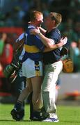 1 July 2001; Tipperary manager Nicky English celebrates with Eamonn Corcoran of Tipperary during the Guinness Munster Senior Hurling Final match between Tipperary and Limerick at Páirc Uí Chaoimh in Cork. Photo by Ray McManus/Sportsfile