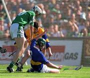 1 July 2001; David Kennedy, 6, and Brendan Cummins of Tipperary defend their goal in the final seconds of the Guinness Munster Senior Hurling Final match between Tipperary and Limerick at Páirc Uí Chaoimh in Cork. Photo by Ray McManus/Sportsfile