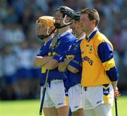 1 July 2001; Tipperary players, from left, Paul Ormonde, Philip Maher, Thomas Costello and Brendan Cummins during the Guinness Munster Senior Hurling Final match between Tipperary and Limerick at Páirc Uí Chaoimh in Cork. Photo by Damien Eagers/Sportsfile