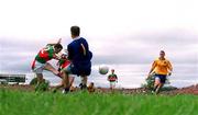 1 July 2001; David Nestor of Mayo shoots to score a goal for his side during the Bank of Ireland Connacht Senior Football Championship Final match between Roscommon and Mayo at Dr. Hyde Park in Roscommon. Photo by David Maher/Sportsfile