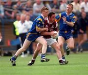 30 June 2001; Alan Kerins of Galway in action against Tom Burke of Wicklow during the Bank of Ireland All-Ireland Senior Football Championship Qualifier Round 2 match between Wicklow and Galway at Aughrim County Ground in Aughrim, Wicklow. Photo by Ray McManus/Sportsfile