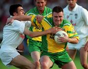 30 June 2001; John Gildea of Donegal in action against John Doyle of Kildare during the Bank of Ireland All-Ireland Championship Qualifier match between Kildare and Donegal at St Conleths Park in Newbridge, Kildare. Photo by Damien Eagers/Sportsfile