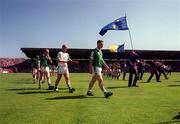 1 July 2001; Limerick captain Barry Foley leads his team during the pre match parade prior to the Guinness Munster Senior Hurling Final match between Tipperary and Limerick at Páirc Uí Chaoimh in Cork. Photo by Damien Eagers/Sportsfile