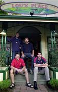 5 July 2001; British and Irish Lions squad members, rear from left, Malcolm O'Kelly and Jeremy Davidson with, front, Tyrone Howe and Scott Murray pictured outside &quot;Lou's Place&quot; on the set of Neighbours in Melbourne, Australia. Rugby. Picture credit; Matt Browne / SPORTSFILE *EDI*
