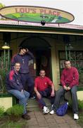 5 July 2001; British and Irish Lions squad members, from left, Rob Howley, David Wallace, Phil Vickery and Austin Healy pictured outside &quot;Lou's Place&quot; on the set of Neighbours in Melbourne, Australia. Rugby. Picture credit; Matt Browne / SPORTSFILE *EDI*