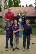 5 July 2001; British and Irish Lions squad members Austin Healy, Malcolm O'Kelly, Scott Murray and Jeremy Davidson with actress Holly Valance, who plays Felicity Scully, pictured outside &quot;Lou's Place&quot; on the set of Neighbours in Melbourne, Australia. Rugby. Picture credit; Matt Browne / SPORTSFILE *EDI*
