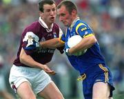 30 June 2001; Keith Byrne of Wicklow in action against Gary Fahey of Galway during the Bank of Ireland All-Ireland Senior Football Championship Qualifier Round 2 match between Wicklow and Galway at Aughrim County Ground in Aughrim, Wicklow. Photo by Ray McManus/Sportsfile