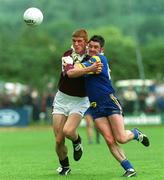 30 June 2001; Kieran Fitzgerald of Galway in action against Jonathan Behan of Wicklow during the Bank of Ireland All-Ireland Senior Football Championship Qualifier Round 2 match between Wicklow and Galway at Aughrim County Ground in Aughrim, Wicklow. Photo by Brian Lawless/Sportsfile