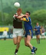 30 June 2001; Kieran Fitzgerald of Galway in action against Jonathan Behan of Wicklow during the Bank of Ireland All-Ireland Senior Football Championship Qualifier Round 2 match between Wicklow and Galway at Aughrim County Ground in Aughrim, Wicklow. Photo by Brian Lawless/Sportsfile