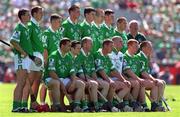 1 July 2001; The Limerick team sit for the official team photograph prior the Guinness Munster Senior Hurling Final match between Tipperary and Limerick at Páirc Uí Chaoimh in Cork. Photo by Ray McManus/Sportsfile